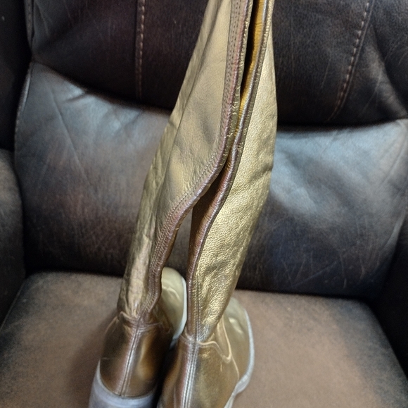 NWOB Free People Essential Gold Tall Slouch Boot Women's 37. US 6.5 Metallic - Picture 2 of 11
